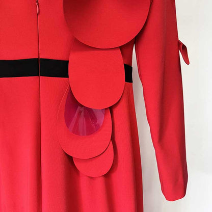 Womens Long Sleeves Gown Flower Detail Long Formal Dresses