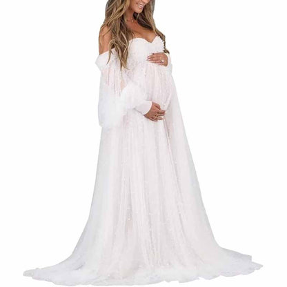 Tulle Dresses Puffy Off Shoulder Bridal Lingerie Pregnancy Gowns