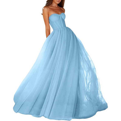 Sweetheart Ball Gown Prom Dress Tulle Long Women Formal Evening Gowns