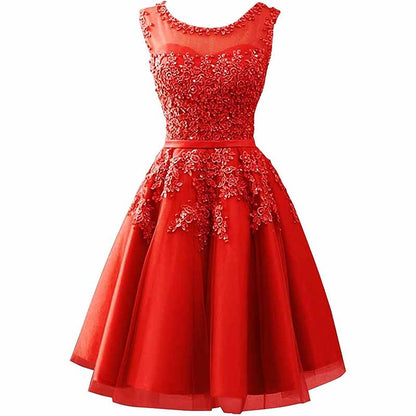 Women's Evening Dresses with Appliques Elegant Ball Gown Bridesmaid Dresses Short Party Dress