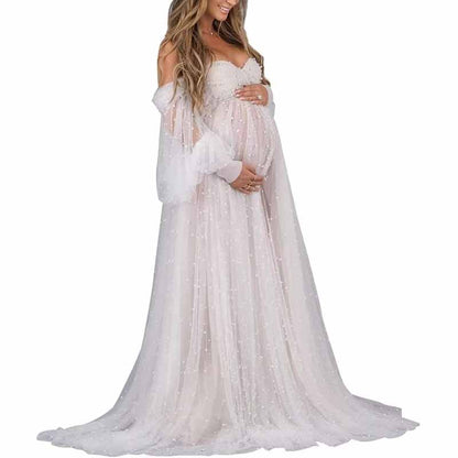 Tulle Dresses Puffy Off Shoulder Bridal Lingerie Pregnancy Gowns