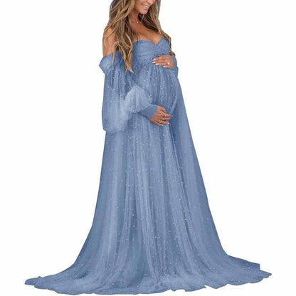 Tulle Dresses Puffy Off Shoulder Bridal Lingerie Pregnancy Gowns