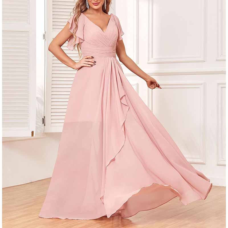 Long Bridesmaid Dresses Wedding Short Sleeve Formal Dress Chiffon Even SD Dresscode & Fashiontrends Long Bridesmaid Dresses Wedding Short Sleeve Formal Dress Chiffon Even SD Dresscode & Fashiontrends