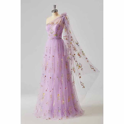 Womens Flower Embroidery Tulle Prom Dress Formal Evening Party Gowns