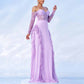 Purple Maxi Dress Off Shoulder Corset Prom Dress Lace Wedding Guest Dress