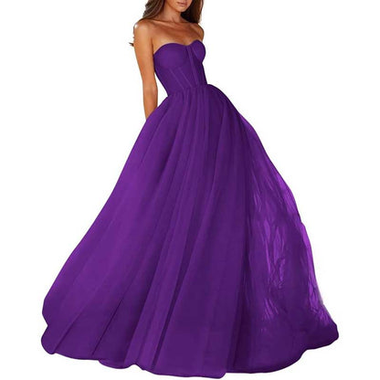 Sweetheart Ball Gown Prom Dress Tulle Long Women Formal Evening Gowns