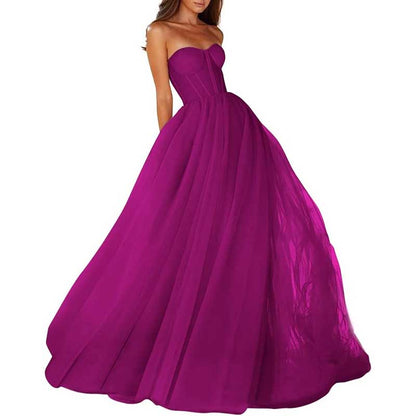 Sweetheart Ball Gown Prom Dress Tulle Long Women Formal Evening Gowns