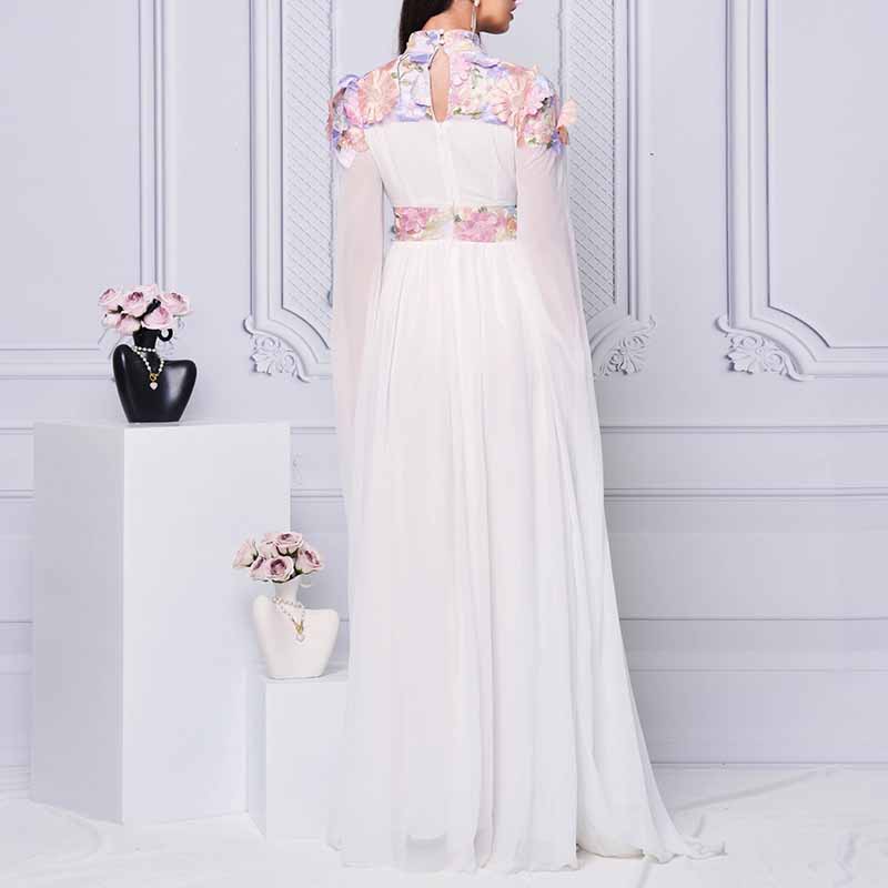 Women's Sheer Cape Embroidery Tulle Prom Dress Wedding Cocktail Dress