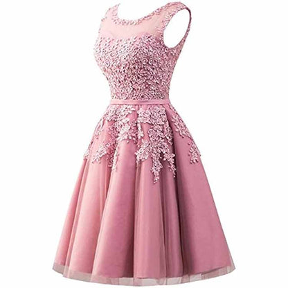 Women's Evening Dresses with Appliques Elegant Ball Gown Bridesmaid Dresses Short Party Dress