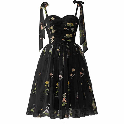 Womens Flower Embroidery Tulle Prom Dress Formal Evening Party Gowns