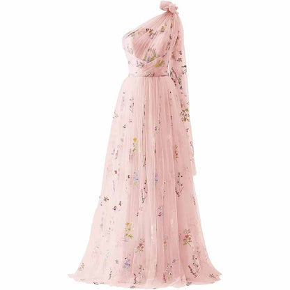 Womens Flower Embroidery Tulle Prom Dress Formal Evening Party Gowns