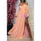 Long Sleeve Bridesmaid Dresses Chiffon Sweetheart Off The Shoulder Formal Evening Dresses with Slit
