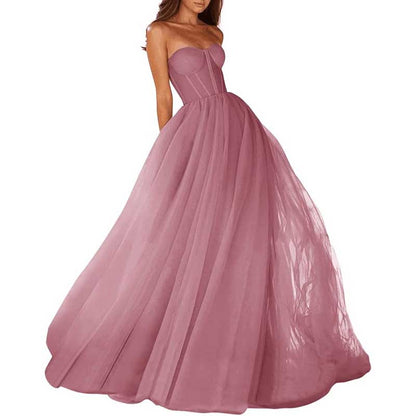 Sweetheart Ball Gown Prom Dress Tulle Long Women Formal Evening Gowns