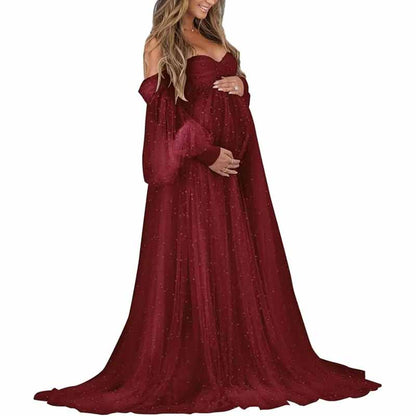 Tulle Dresses Puffy Off Shoulder Bridal Lingerie Pregnancy Gowns