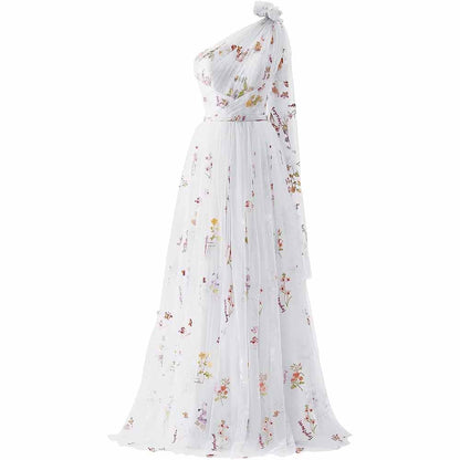 Womens Flower Embroidery Tulle Prom Dress Formal Evening Party Gowns