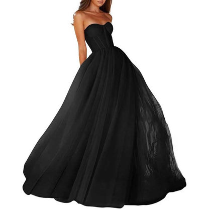 Sweetheart Ball Gown Prom Dress Tulle Long Women Formal Evening Gowns