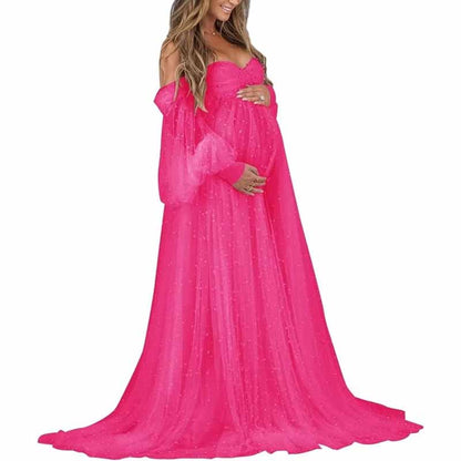 Tulle Dresses Puffy Off Shoulder Bridal Lingerie Pregnancy Gowns