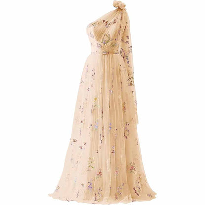 Womens Flower Embroidery Tulle Prom Dress Formal Evening Party Gowns
