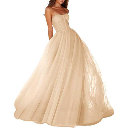 Sweetheart Ball Gown Prom Dress Tulle Long Women Formal Evening Gowns