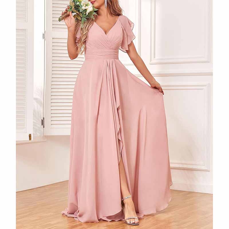 Long Bridesmaid Dresses Wedding Short Sleeve Formal Dress Chiffon Even SD Dresscode & Fashiontrends Long Bridesmaid Dresses Wedding Short Sleeve Formal Dress Chiffon Even SD Dresscode & Fashiontrends