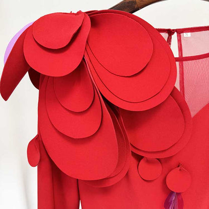 Womens Long Sleeves Gown Flower Detail Long Formal Dresses