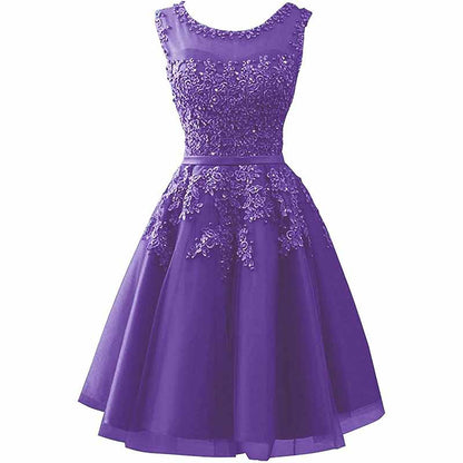 Women's Evening Dresses with Appliques Elegant Ball Gown Bridesmaid Dresses Short Party Dress