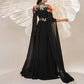 Women's Sheer Cape Embroidery Tulle Prom Dress Wedding Cocktail Dress