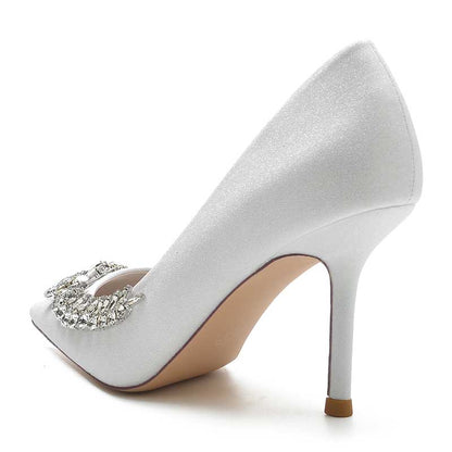 Women's Rhinestones Wedding Shoes Gliter High Heels Pointed Toe Bridal Heels