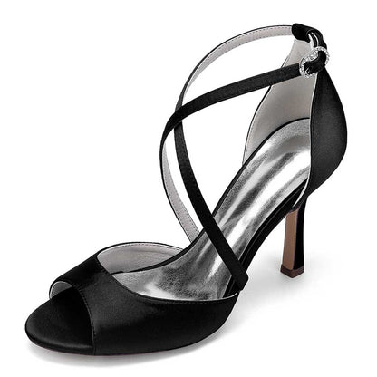 Women Cross Strap Sandals Hand-Made Wedding Shoes Dress Heels