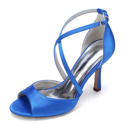 Women Cross Strap Sandals Hand-Made Wedding Shoes Dress Heels