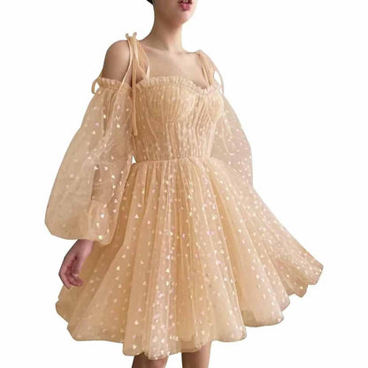 Tulle Homecoming Dresses Puffy Sleeve Sweetheart Short Prom Dresses Party Gowns