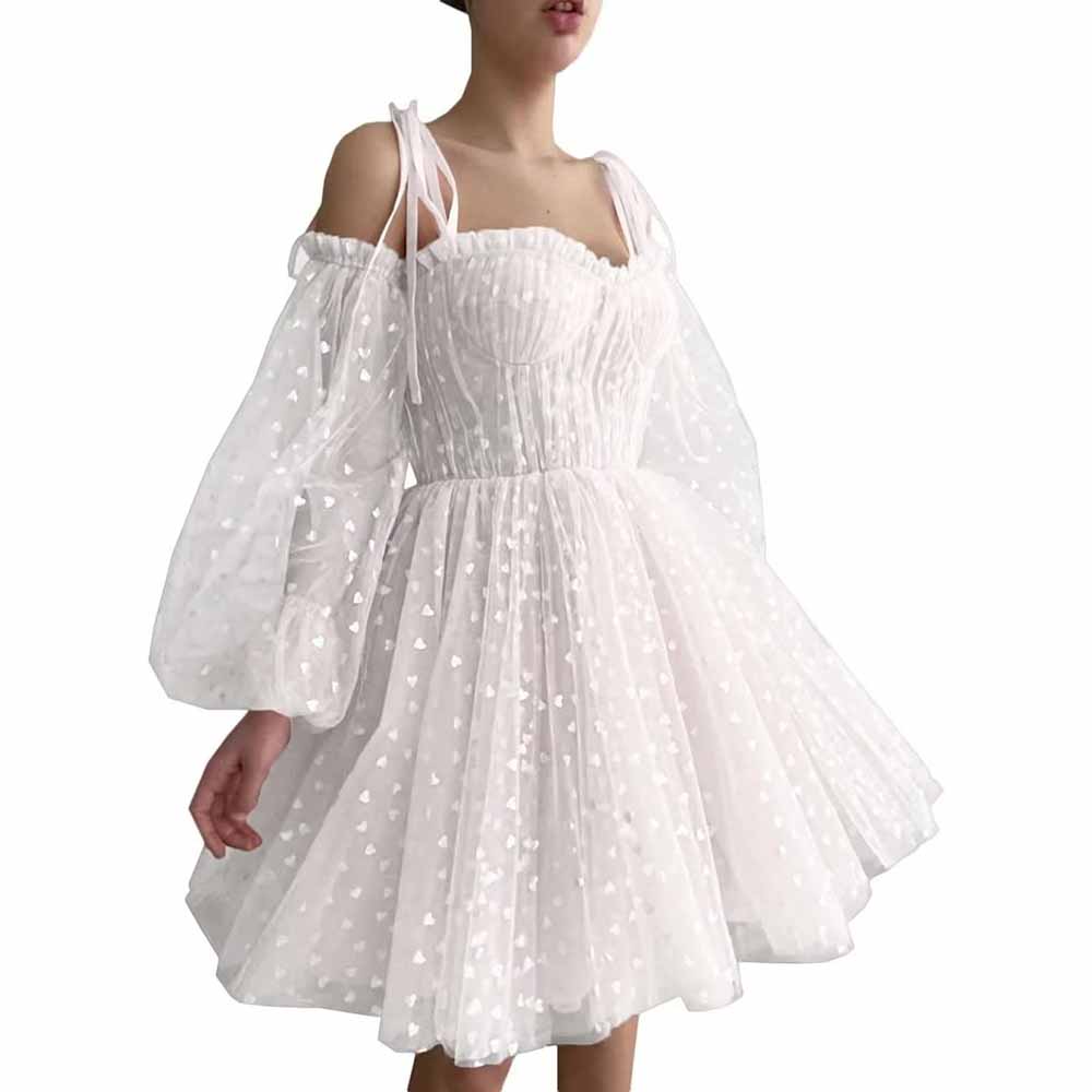 Tulle Homecoming Dresses Puffy Sleeve Sweetheart Short Prom Dresses Party Gowns