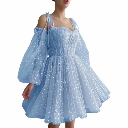 Tulle Homecoming Dresses Puffy Sleeve Sweetheart Short Prom Dresses Party Gowns