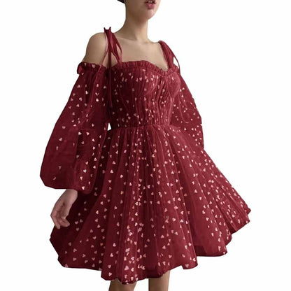 Tulle Homecoming Dresses Puffy Sleeve Sweetheart Short Prom Dresses Party Gowns