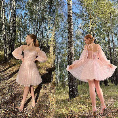 Tulle Homecoming Dresses Puffy Sleeve Sweetheart Short Prom Dresses Party Gowns