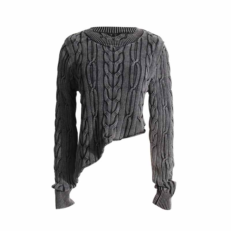 Women Twists Irregular Sweater Pullover Knitted Top