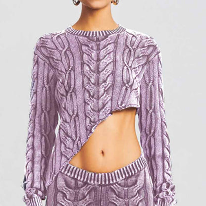 Women Twists Irregular Sweater Pullover Knitted Top