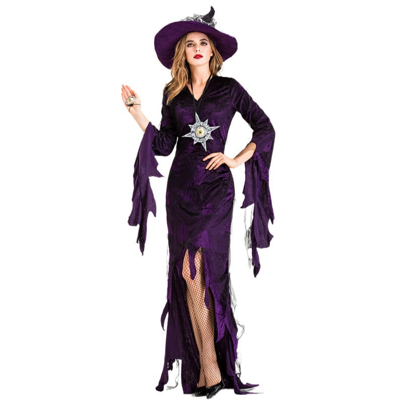 Halloween Costume Purple Swallowtail Witch Costume Magician Party Demon Performance Costume