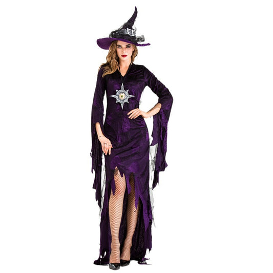 Halloween Costume Purple Swallowtail Witch Costume Magician Party Demon Performance Costume