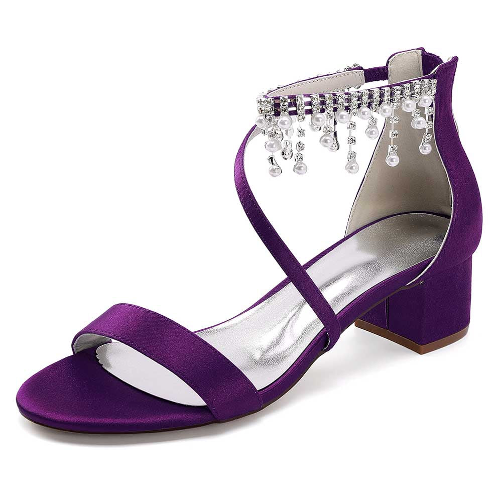 Chunky Heel Formal Shoes with Rhinestones