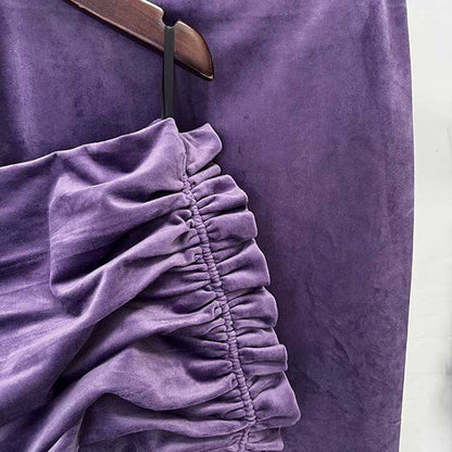 Purple Brushed Top & Midi Skirt Set – Two Piece Women’s Fashion Outfit
