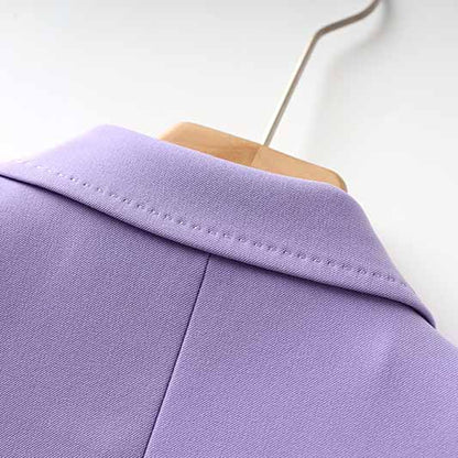 Women Lavender Pantsuit Fitted Blazer + Mid-High Rise Trousers Pantsuit Suit Office Wear