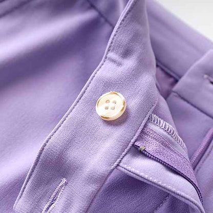 Women Lavender Pantsuit Fitted Blazer + Mid-High Rise Trousers Pantsuit Suit Office Wear