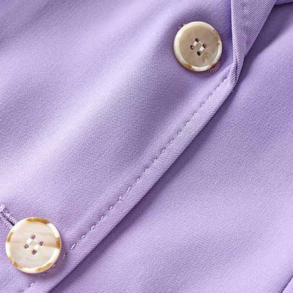 Women Lavender Pantsuit Fitted Blazer + Mid-High Rise Trousers Pantsuit Suit Office Wear