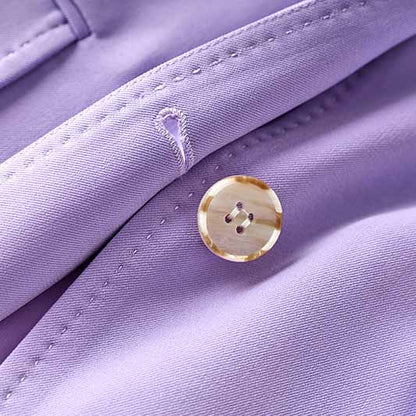 Women Lavender Pantsuit Fitted Blazer + Mid-High Rise Trousers Pantsuit Suit Office Wear