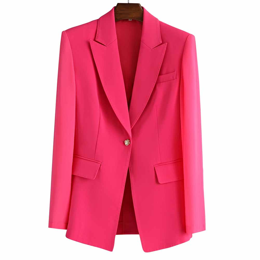 Women's Red One Button Blazer Dress Long Sleeve V Neck Bodycon Cocktail Dress