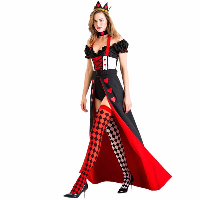 Halloween cosplay Queen of Hearts Alice Wonderland Queen Party Dress