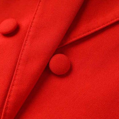 Double Breasted Red Pantsuit Blazer + Wide Leg Trousers Suit Formal Wear