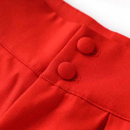 Double Breasted Red Pantsuit Blazer + Wide Leg Trousers Suit Formal Wear