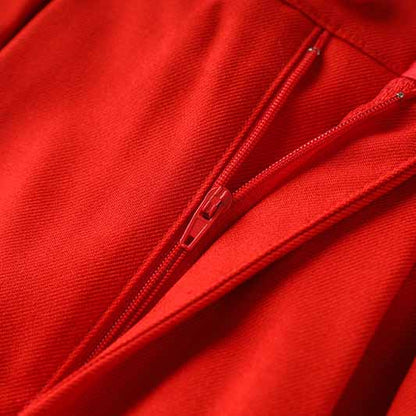 Double Breasted Red Pantsuit Blazer + Wide Leg Trousers Suit Formal Wear